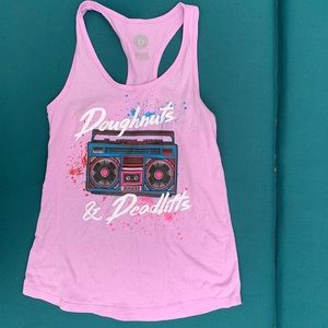 DNDL Doughnuts & Deadlifts Tank Top M pink